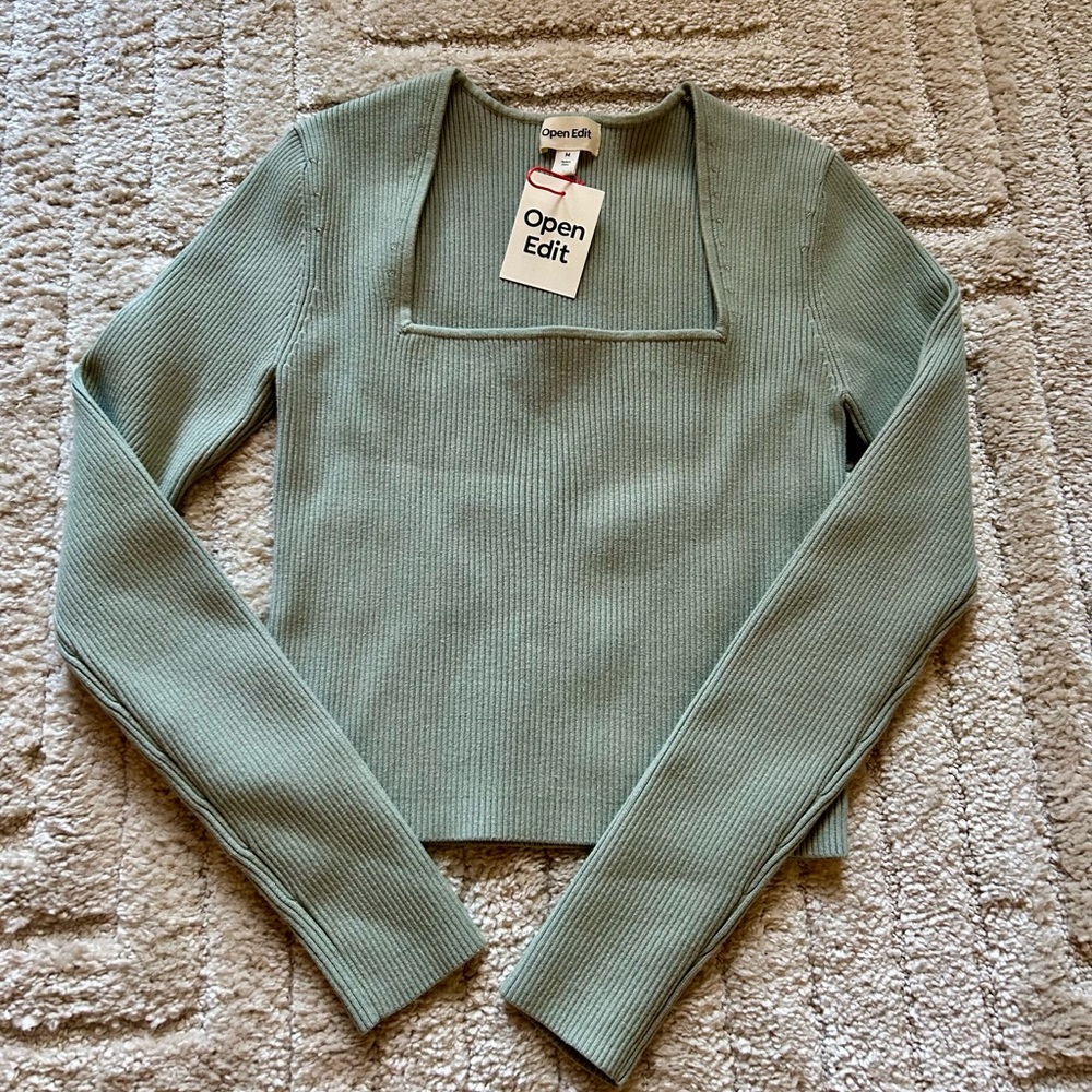 Open edit sweater, mint green